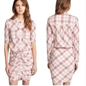 Veronica Beard Pink and White Plaid Mini Dress